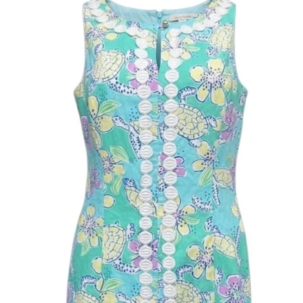 Lily Pulitzer Ginny Shift Dress Moving Slowly Sea Turtles size 2